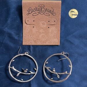 Lucky Brand Silver Bird Branch Earrings